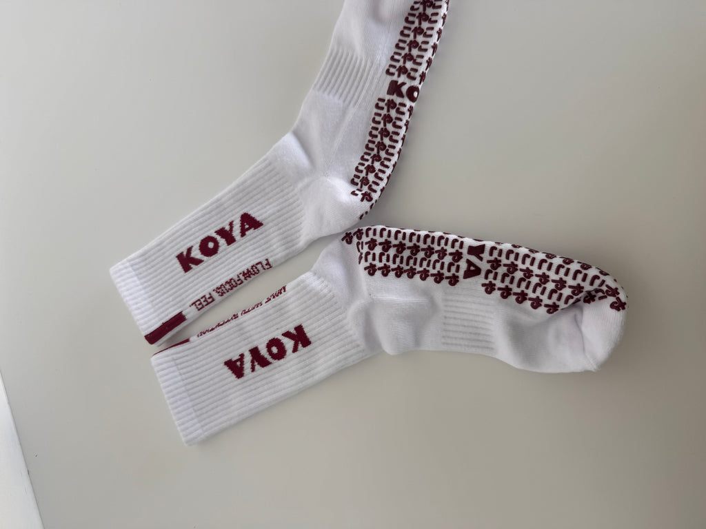 White / Burgundy Logo