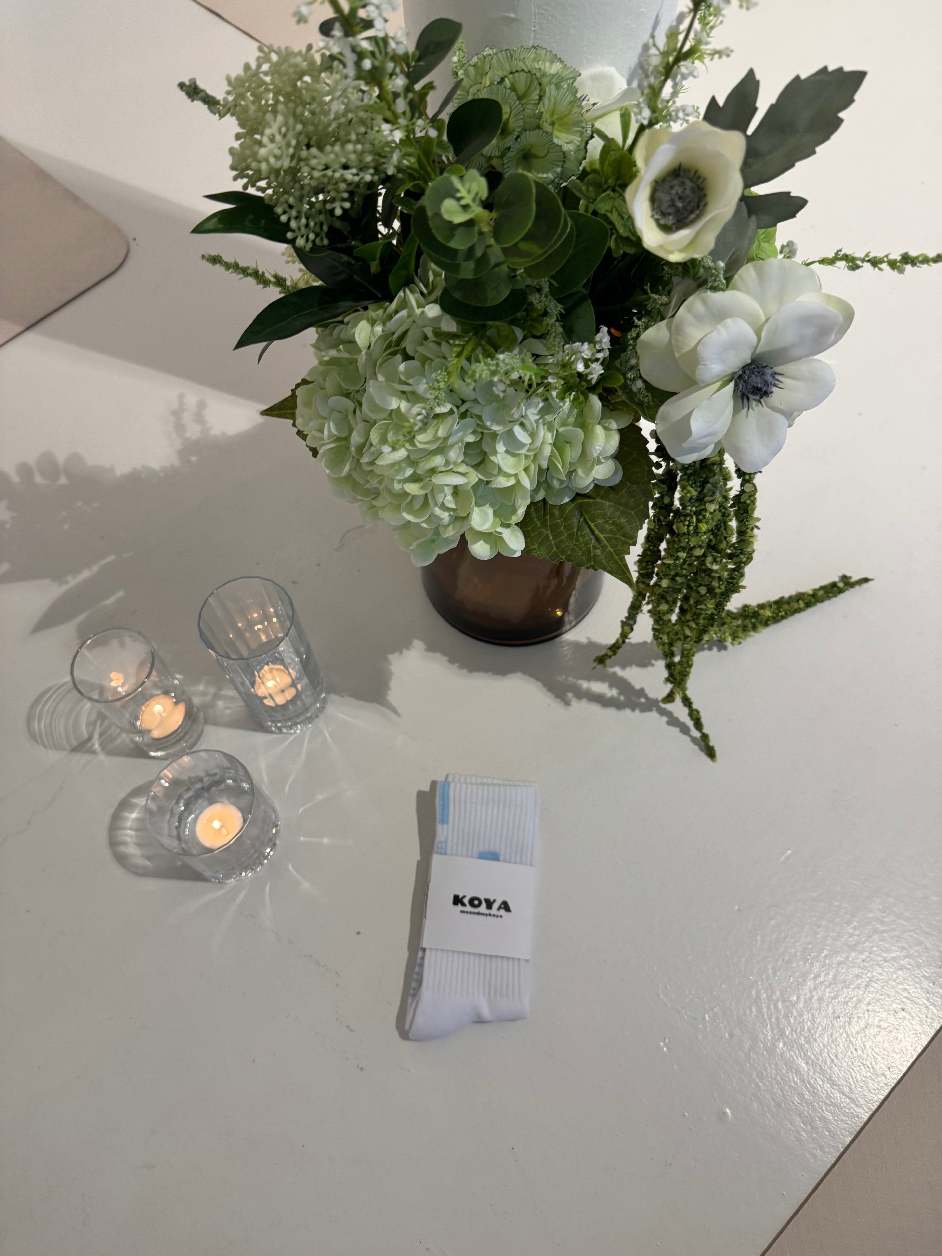 White/Baby Blue reformer grip socks