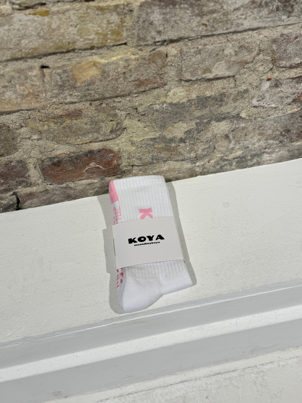 White/Pink reformer grip socks