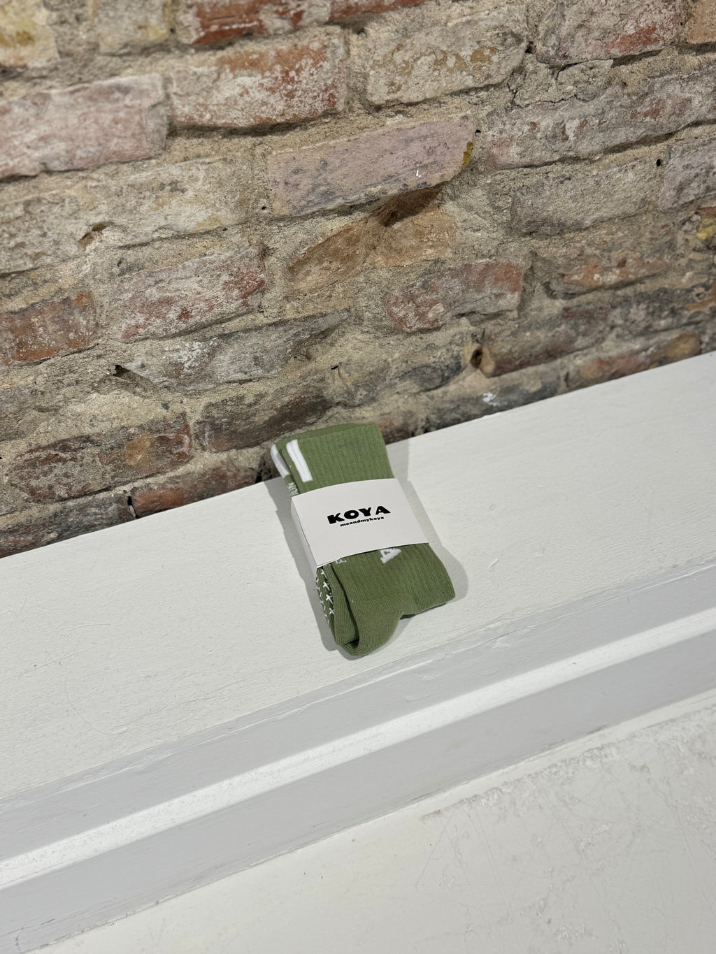 Army Green/White reformer grip socks