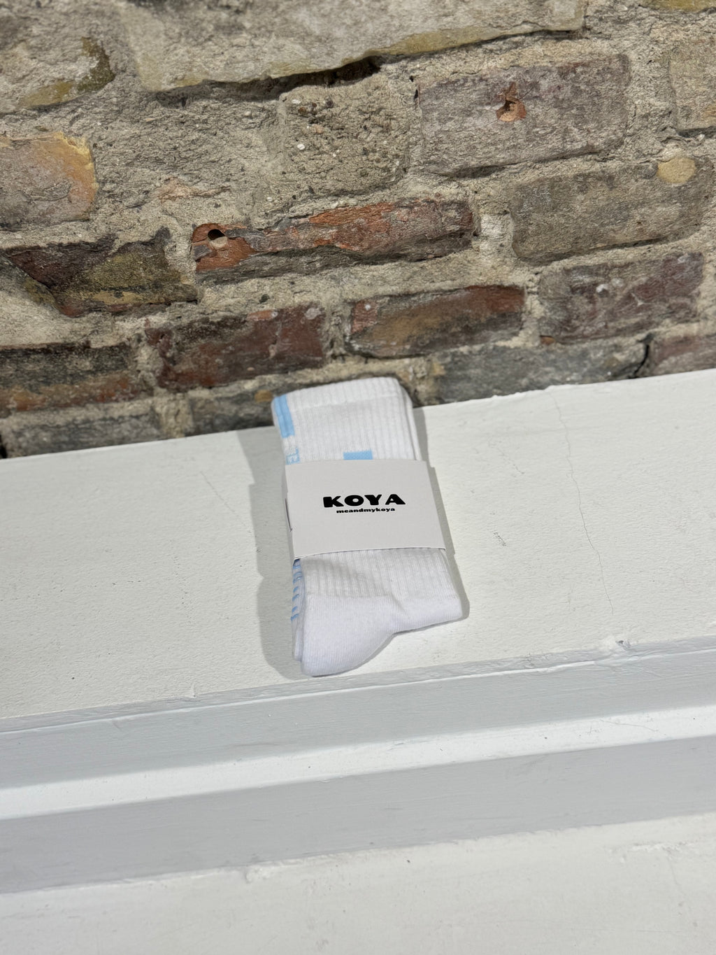 White/Baby Blue reformer grip socks